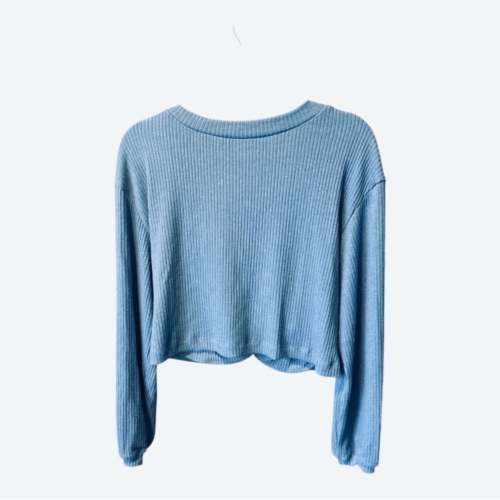 Eleven by Venus Williams Ribbed Twist Back Crop Top Blue Size M